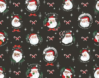 Twas Jolly Old Elf Charcoal Sparkle by Jill Howarth for Riley Blake Designs SC13462-CHARCOAL Fabric is sold in HALF YARD increments.