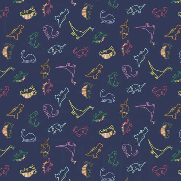I'm Rexy and I Know It Admiral Jurassic from Dear Stella - STELLA-D1940 Admiral This fabric is sold in HALF YARD increments.
