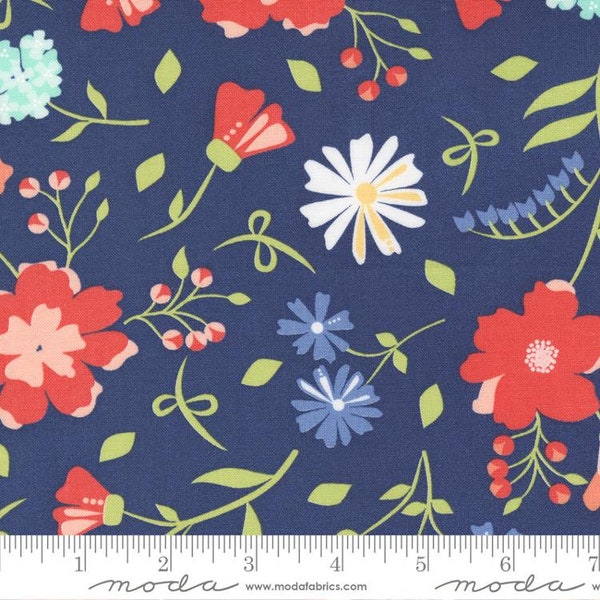 Sunwashed Large Floral Midnight by Corey Yoder for Moda Fabrics 29160 21 This fabric is sold in HALF Yard increments