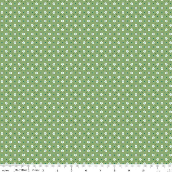 Bee Dots Vera Basil by Lori Holt of Bee in my Bonnet for Riley Blake Designs C14172-BASIL Sold in HALF yard increments