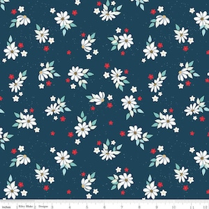 Sweet Freedom Summer Flowers Oxford Sparkle by Beverly McCullough for Riley Blake Designs SC14413-OXFORD Sold in HALF YARD increments.