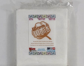 Warm & White Batting Craft Size 34" x 45" from the Warm Company - white needled 100% cotton batting - batting for crafting