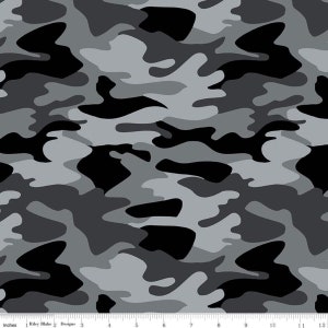 Nobody Fights Alone Collection for Riley Blake Designs.  Camouflage design C10420 GRAY Sold in HALF yard increments