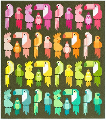 Pretty Bird Quilt Kit Featuring Kona Cotton Solids - includes pattern, fabric for top and binding