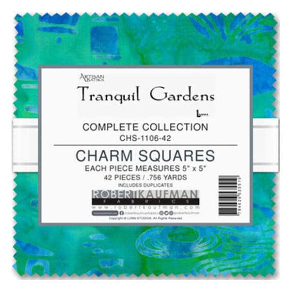 Artisan Batiks: Tranquil Gardens Charm Squares by Lunn Studios for Robert Kaufman CHS-1106-42