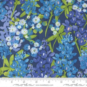 Wild Blossoms Blue Bonnets Navy by Robin Pickens for Moda Fabrics 48732 25 Sold in HALF yard increments