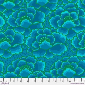 Kaffe Fassett Collective February 2023 Tonal Floral Turquoise Kaffe Fassett Free Spirit PWGP197.TURQUOISE Sold in HALF yard increments