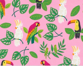 Jungle Paradise Pink Birds by Stacy Iest Hsu for Moda Fabrics 20782 13 Fabric is sold in HALF YARD increments