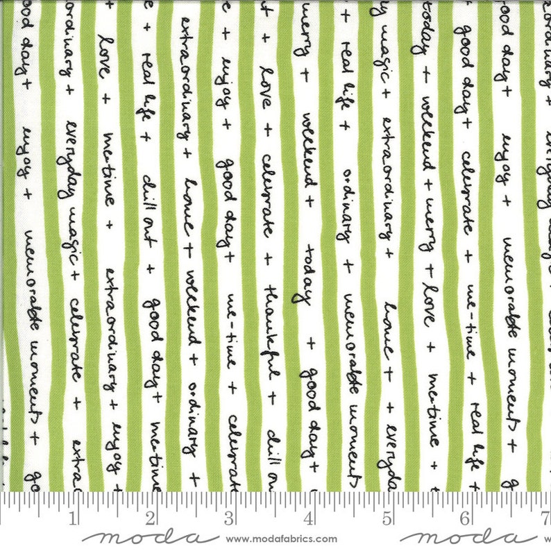Quotation Pistachio Quotes by Zen Chic for Moda Fabrics. Green Etsy