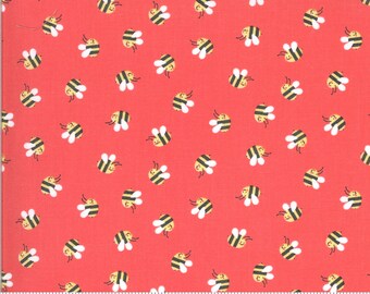 Hello Sunshine Bees Posie for Moda fabrics 35352 15 bumble bees on pink Sold in HALF yard increments
