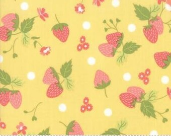 Corey Yoder Yellow Floral Meadow Fabric FAT EIGHTH Strawberry Jam Fabric Moda Fabric Floral Fabric Yellow Fabric