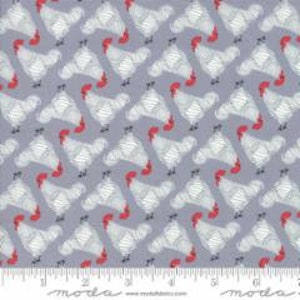 Farm Charm Roosters on Gray by Gingiber of Dreamy Quilts for Moda Fabrics soft fabric   48292 13 Sold in HALF yard increments