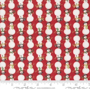 Winter Friends Stacked Snowmen Berry Red by Deb Strain for Moda Fabrics 56135 17 Sold in HALF yard increments