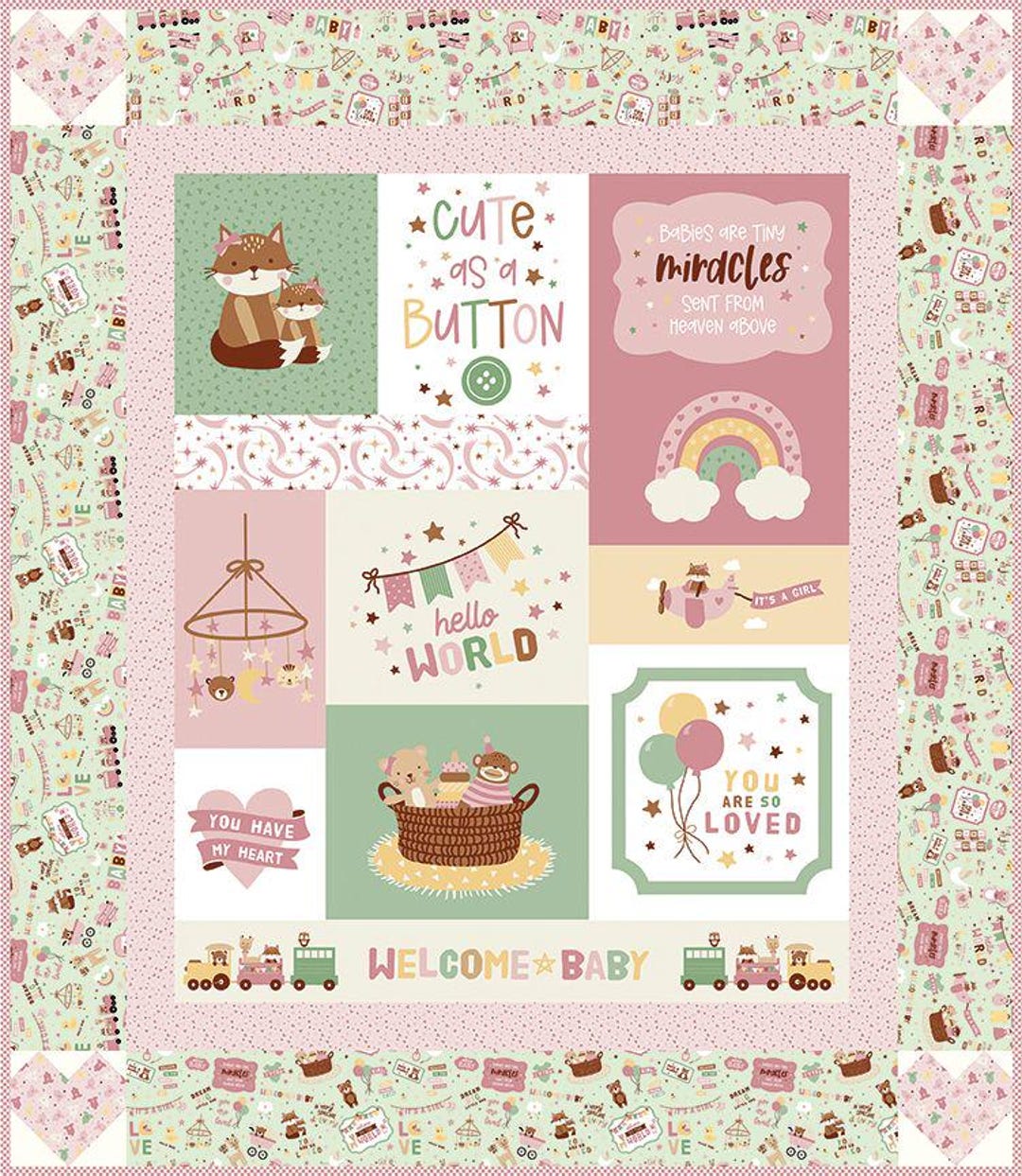 Cute as a Button Girl Panel Quilt Kit by RBD Designers for Riley Blake ...