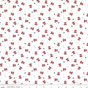 Stars and Stripes Forever Hats White by Lori Whitlock for Riley Blake Designs C15715-WHITE Sold in HALF yard increments