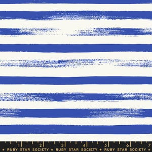 May include: A seamless pattern of white and blue horizontal stripes. The blue stripes are painted with a textured brushstroke effect.