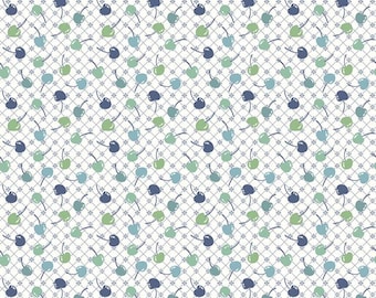 Cook Book Cherries Denim by Lori Holt of Bee in my Bonnet for Riley Blake Designs C11758-DENIM Sold in HALF yard increments