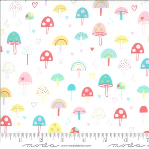 Hello Sunshine Mushrooms White by Abi Hall for Moda  35351 11  Sold in HALF yard increments