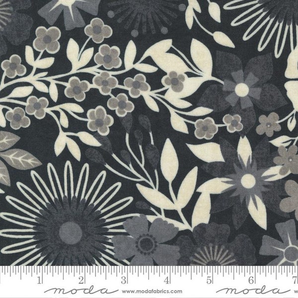 Date Night Large Floral Black Dress by BasicGrey for Moda Fabrics 30710 16 Sold in HALF yard increments