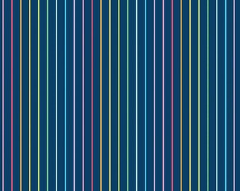 Sunshine Blvd Stripes Navy by Amber Kemp-Gerstel of Damask Love for Riley Blake Designs C12103-NAVY Sold in HALF YARD increments.