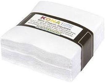 Kona Cotton Mini Charm Square White Colorstory MCH-105-84 Robert Kaufman precut. 84 - 2.5 inch squares. white mini Charm pack