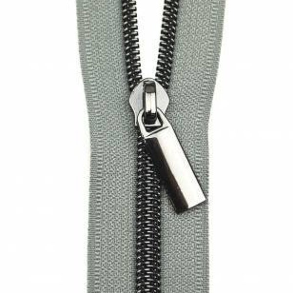 3 Yard Zippers By The Yard Grey Tape Gunmetal Teeth #5 With 9 Pulls by Sallie Tomato ZBY5C10