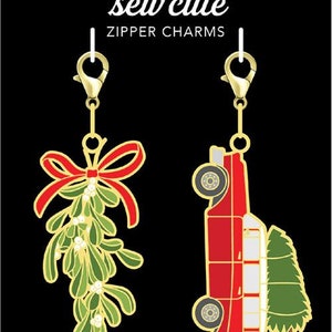 Moda Fabrics Zipper Pulls by Cathe Holden Mistletoe and Christmas Car CH111