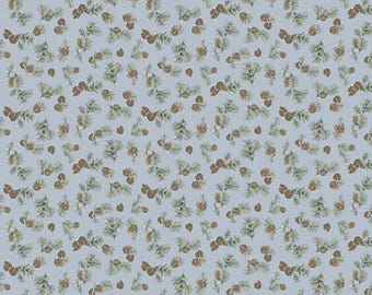 Wildwood Pinecones Slate by Beth Grove for Clothworks Y4374-141 Fabric is Sold in HALF yard increments