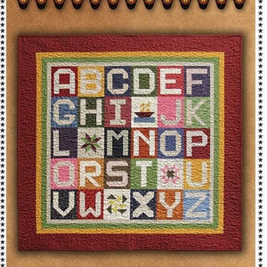Mini Alphabet Quilt Pattern by Lisa Bongean of Primitive Gatherings from Moda PRI-442 Finished Size: 42 1/2" x 42 1/2" PAPER pattern