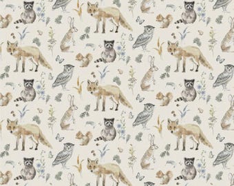 Wildwood Animals Cream by Beth Grove for Clothworks Y4371-57 Sold in HALF yard increments