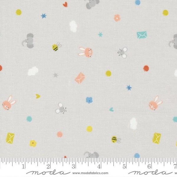 Delivered With Love Littles Grey by Paper And Cloth for Moda Fabrics 25133 19 Sold in HALF yard increments