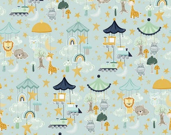 It's a Boy Mobiles Aqua by Echo Park Paper Co. Riley Blake Designs C13251-AQUA Sold in HALF yard increments