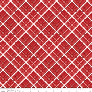 Stars and Stripes Forever Plaid Red by Lori Whitlock for Riley Blake Designs C15716-RED Sold in HALF yard increments