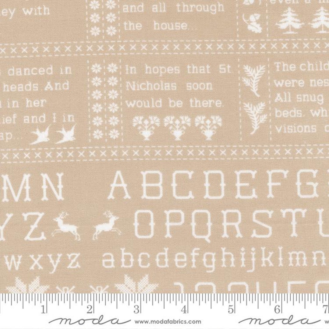 Christmas Stitched Sampler Linen by Fig Tree and Co. for Moda Fabrics ...