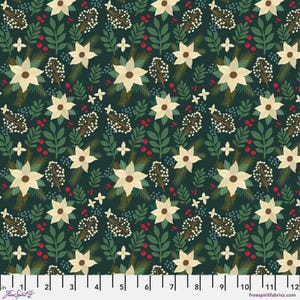 Christmas Cabin Winter Floral Green by Mia Charro for FreeSpirit Fabrics PWMC095.XGREEN Sold in HALF yard increments