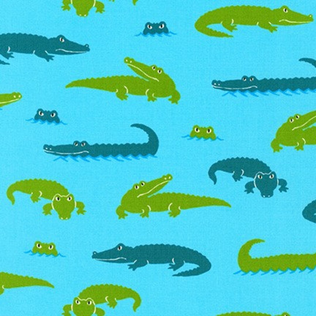Animal Club Turquoise Alligators for Robert Kaufman Fabrics