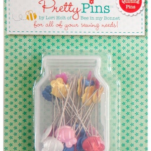 Pretty Pins by Lori Holt for Riley Blake Designs - ST-8643 - Pack of 60 pins for quilting and sewing