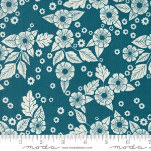 Field of Flowers Floral Scatter Peacock by Katharine Watson for Moda Fabrics 3313 16 Sold in HALF yard increments