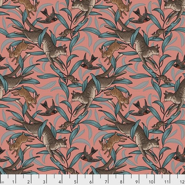 Cat Tales On the Prowl NECTAR by Rachel Hauer for Freespirit Fabrics PWRH003.NECTAR Sold in HALF yard increments.