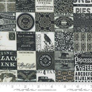 Sable & Swan Black Patchwork Ebony Porcelain by Cathe Holden designs for Moda fabrics 7450 11 Sold in HALF yard increments