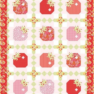 Strawberry Basket Quilt Pattern by Jennifer Long for Bee Sew Inspired Size 60&quot; x 70&quot;  BS1274 This is a PAPER pattern