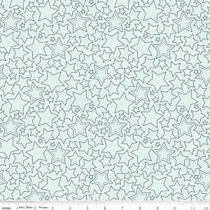 Sweet Freedom Stars Bleached Denim by Beverly McCullough for Riley Blake Designs C14414-BLEACHED Fabric sold in HALF YARD increments.