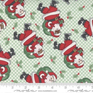 Holly Jolly Santa Mint by Urban Chiks for Moda Fabrics 31180 13 This fabric is sold in HALF YARD increments