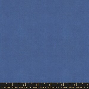 May include: Solid blue fabric swatch. The fabric is a plain weave with a slightly textured surface. The swatch is approximately 7 inches wide.