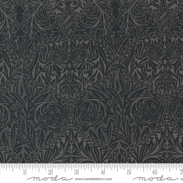 Ebony Suite Best of Morris Iris Damask Ebony by Barbara Brackman for Moda Fabrics 8384 17 This Fabric is sold in HALF Yard Increments