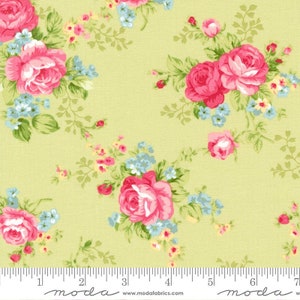 Ellie Main Floral Green by Brenda Riddle of Acorn Quilts for Moda Fabrics 18760 14 Sold in HALF yard increments