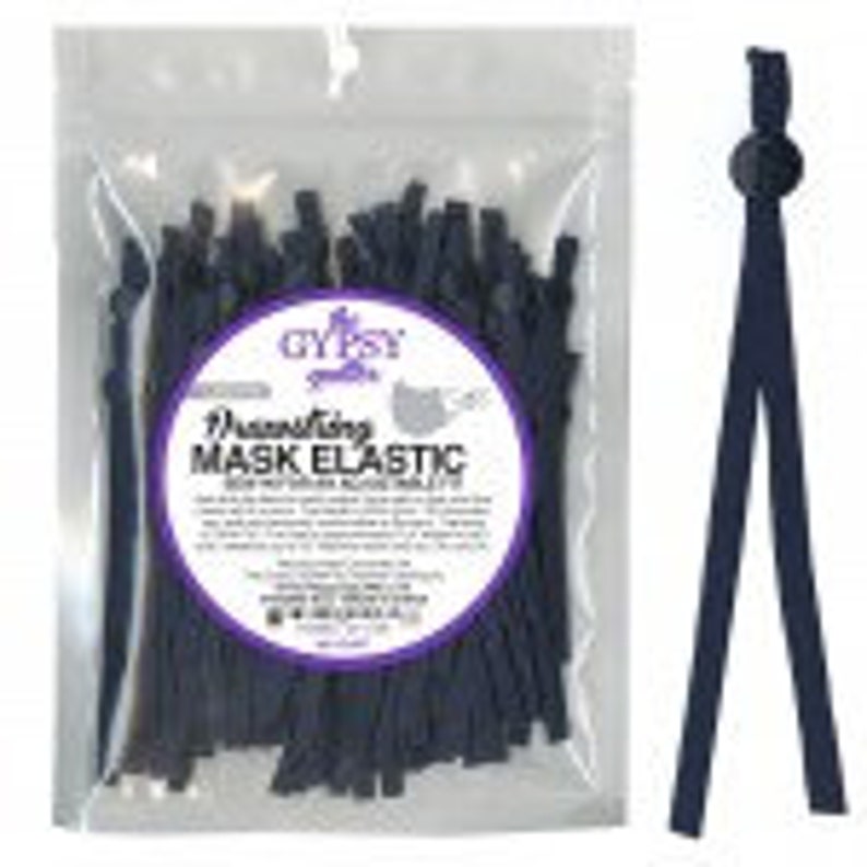 easy length adjustment Drawstring Mask Elastic Navy 8in 60ct TGQ092