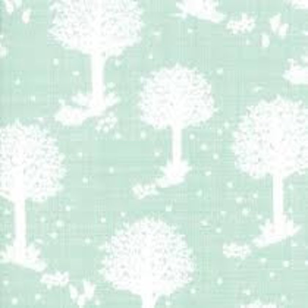 Wonder Aqua green trees by Kate & Birdie for Moda Fabrics. Soft pinks and greens and browns. 13191 15.Sold in HALF yard increments