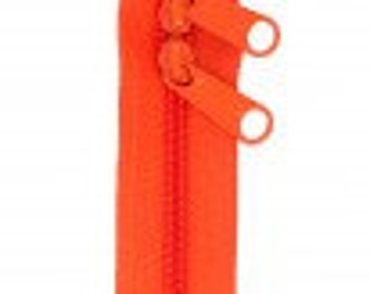 30" Tangerine Double Slide Handbag Zipper by ByAnnie ZIP30-285. 30 inch zippers for handbags purses