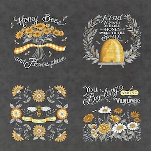 Honey and Lavender 24 Inch Panel Charcoal by Deb Strain for Moda Fabrics 56089 17